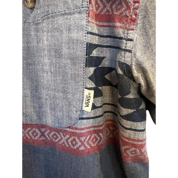 VANS MENS SHORT SLEEVE TAILORED FIT BUTTON DOWN CASUAL SHIRT AZTEC PATTERN - Picture 4 of 10